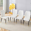 4 Modern Dining Chairs With Stylish PU Patterned Backrest And Black Metal Legs For A Comfortable Home Experience In The Kitchen, Bedroom And Office.