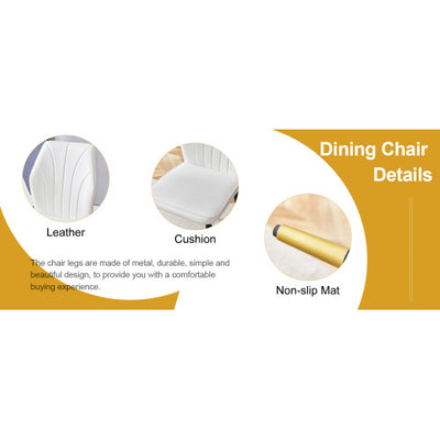 4 Modern Dining Chairs With Stylish PU Patterned Backrest And Black Metal Legs For A Comfortable Home Experience In The Kitchen, Bedroom And Office.