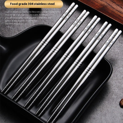 304 Stainless Steel Chopsticks Home Use And Commercial Use Kitchen Heat Insulation Mildew-proof Non-slip Sterilizable