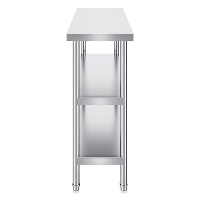 VEVOR Stainless Steel Food Prep Table, 14 X 48 X 34 Inch Commercial Kitchen Worktable, With 2 Adjustable Undershelf, Heavy Duty Prep Table Metal Work Table For BBQ, Kitchen, Home, And Garage