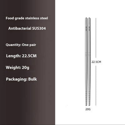 304 Stainless Steel Chopsticks Home Use And Commercial Use Kitchen Heat Insulation Mildew-proof Non-slip Sterilizable