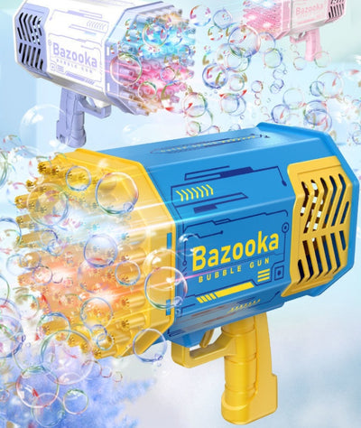 Homeshinex bubble machine rocket 69 holes in blue and yellow blowing multiple bubbles