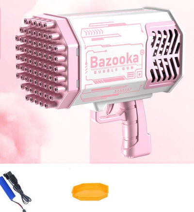 Homeshinex bubble machine rocket 69 holes Bazooka bubble gun in pink for baby play
