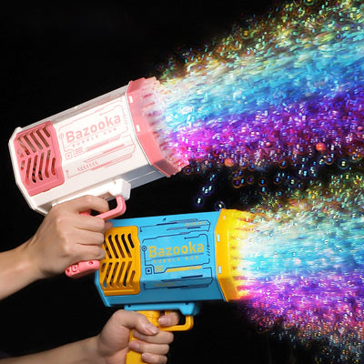 Homeshinex baby bubble machine rocket 69 holes in pink and blue creating colorful bubbles