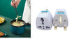 Homeshinex mini electric cooking pot in teal used for frying with universal travel plug adapter