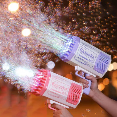 Homeshinex bubble machine rocket 69 holes in white and pink creating colorful bubbles for kids