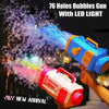 Homeshinex bubble machine rocket 69 holes in blue and red with LED light blowing colorful bubbles