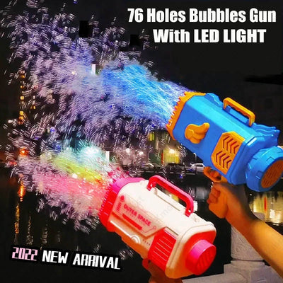 Homeshinex bubble machine rocket 69 holes in blue and red with LED light blowing colorful bubbles