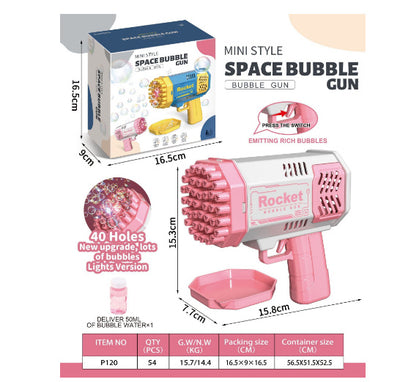 Homeshinex bubble machine rocket 69 holes pink space bubble gun for babies with rich bubble emission