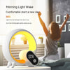 Homeshinex colorful LED clock with sunrise simulation displaying time in bedroom with morning light