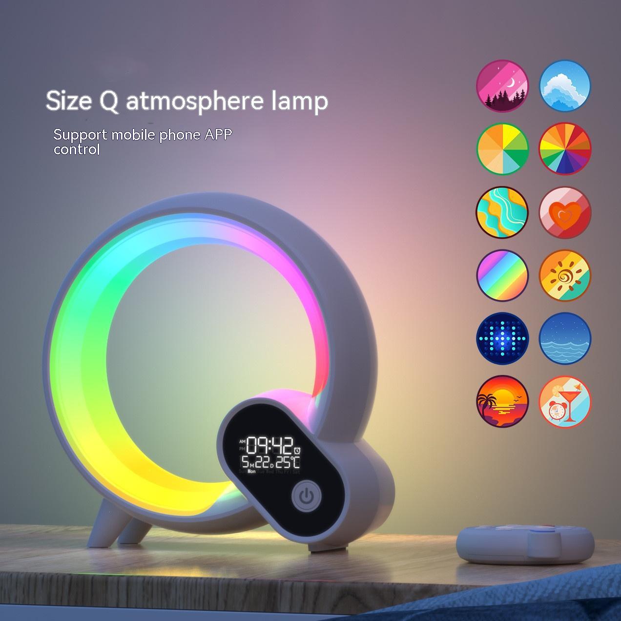 Homeshinex colorful LED clock with sunrise simulation and app control on a wooden surface