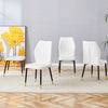 4 Modern Dining Chairs With Stylish PU Patterned Backrest And Black Metal Legs For A Comfortable Home Experience In The Kitchen, Bedroom And Office.