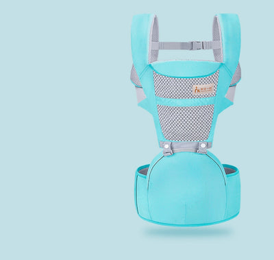 Homeshinex ergonomic child sitting carrier bag in blue with breathable mesh and padded straps