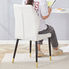 4 Modern Dining Chairs With Stylish PU Patterned Backrest And Black Metal Legs For A Comfortable Home Experience In The Kitchen, Bedroom And Office.