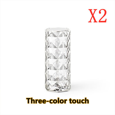 Homeshinex touch control bedside lighting with three-color touch and crystal design set of two