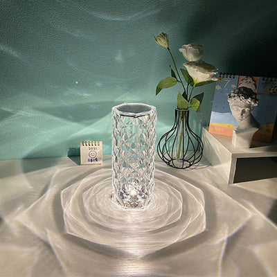 Homeshinex touch control bedside lighting with decorative glass design casting intricate light patterns