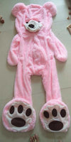Homeshinex soft leather teddy bear toy costume in pink with paw details and bear face hood for kids