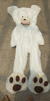 Homeshinex soft leather teddy bear toy rug in white with detailed paws and face for kids room decor