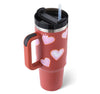Homeshinex spill proof stainless steel travel mug with pink hearts and a handle