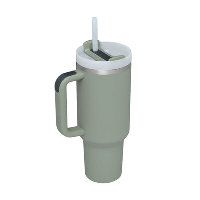 Homeshinex spill proof stainless steel travel mug in green with handle and white lid