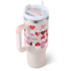 Homeshinex spill proof stainless steel travel mug with pink heart design and a handle