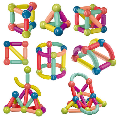 Homeshinex colorful toddler STEM magnet construction toys with various geometric shapes for creative play