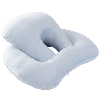 Homeshinex baby travel neck pillow with arm rest in soft light blue fabric for comfortable support