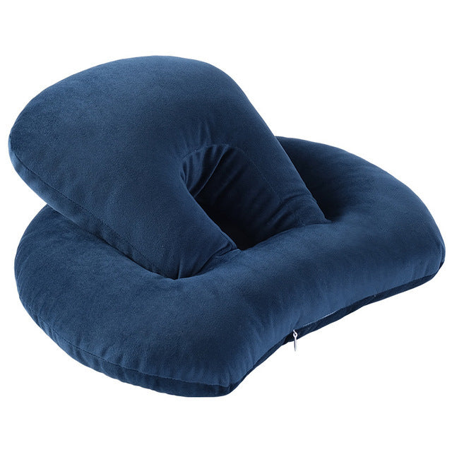 Homeshinex baby travel neck pillow with arm rest in navy blue soft plush fabric