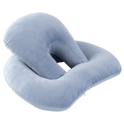 Homeshinex baby travel neck pillow with arm rest in soft blue fabric for comfortable support